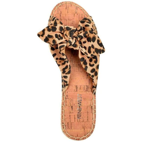 Nine West Brock Animal Print Slip On Bow Espadrille Sandal, 9 NIB - Picture 2 of 7